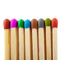 Close up of matches of different colors Royalty Free Stock Photo