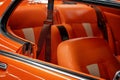 Close Up Of Matching Interior Of Orange Classic Vintage Car Royalty Free Stock Photo