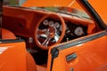 Close Up Of Matching Interior Of Orange Classic Vintage Car Royalty Free Stock Photo