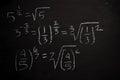 Close up math formulas written on a blackboard. Education concept Royalty Free Stock Photo