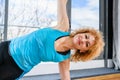 Close up mature sportive exercising woman face Royalty Free Stock Photo