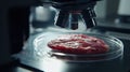 Microscope Examining Fresh Meat Samples.Generative AI Royalty Free Stock Photo