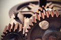 Close-up mechanical gear with a large toothed wheel of Floodgate