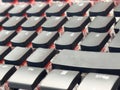 Close-up of mechanical keyboard with red backlighting