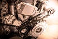 Close up of the mechanics of a car engine Royalty Free Stock Photo