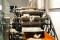 Close-up mechanism of a fabric making machine Royalty Free Stock Photo