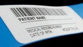 Close up of medical identification wristband with barcode and patient info Royalty Free Stock Photo