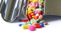 Close up of medical pills on counting tray.