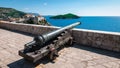 Medieval cannon at fortress in Dubrovnik, Croatia.