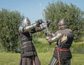 Close up of a medieval sword fight