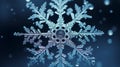 A close-up of a melting snowflake on a windowpane