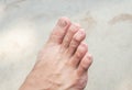 close up men show clean foot toes with nails