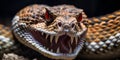 Close-up of a Menacing Rattlesnake Displaying Fangs with Venom Dripping Symbolizing Danger and Wild Nature Royalty Free Stock Photo