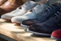Close up on mens leather shoes in the row Royalty Free Stock Photo