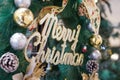 Close up Merry Christmas world wreath Royalty Free Stock Photo