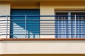 close-up of a metal bauhaus-style balcony railing