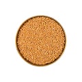 Close up metal bowl of yellow mustard seeds Royalty Free Stock Photo