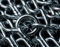 Close-Up of a Metal Chain with Interlinked Links and Shiny Surface