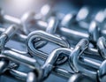 Close-Up of a Metal Chain with Interlinked Links and Shiny Surface
