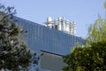 Close up metal chimneys on the factory roof. Royalty Free Stock Photo