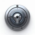Close up of a Metal Combination Lock Dial with Keyhole on a White Background Royalty Free Stock Photo