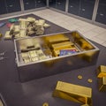 close up on the metal drawer in the bank vault that was invaded first person view