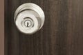 Close up metal handle on a old wooden door. Royalty Free Stock Photo