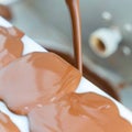 Close-up of a metal hot melted chocolate atop a baking sheet Royalty Free Stock Photo