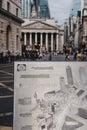 Close up of a metal map of Bank Junction on Jubilee Walkway, London, UK.