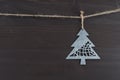 Close Up of Metal Pine Tree Ornament