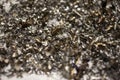 Metal shavings in metallurgy close up. selective focus, top view Royalty Free Stock Photo