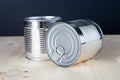 Close-up metal tin can on black background Royalty Free Stock Photo