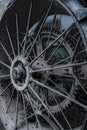 Close-up of a metal tractor wheel in Plentywood, California Royalty Free Stock Photo