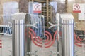 close up metal turnstile in modern company or building b