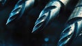 Close up Shows Tips of Metal Drill Bits in Low Light Royalty Free Stock Photo