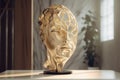 Close up of metallic face sculpture in modern interiors, created using generative ai technology Royalty Free Stock Photo