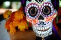 Close up of mexican colorful traditional catrina.