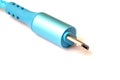 Close-up micro-usb plug blue on a white background Royalty Free Stock Photo