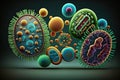 Close up of microbes including bacteria, virus, fungi etc. Royalty Free Stock Photo