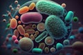 Close up of microbes including bacteria, virus, fungi etc. Royalty Free Stock Photo
