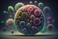 Close up of microbes including bacteria, virus, fungi etc. Royalty Free Stock Photo