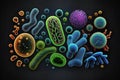 Close up of microbes including bacteria, virus, fungi etc. Royalty Free Stock Photo