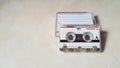 Close up of microcassette with marble granite background Royalty Free Stock Photo