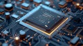 Close-up of Microchip on Advanced Circuit Board