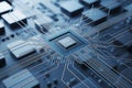 Close-Up CPU on Circuit Board â High-Tech Microchip and Electronic Components Royalty Free Stock Photo