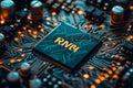 Close-up of a Microchip on a Circuit Board