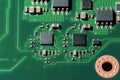 Electronic circuit board with processor, close up Royalty Free Stock Photo