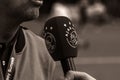 Close Up Microphone From Ajax Television In Black And White At Amsterdam The Netherlands 21-9-2022 Royalty Free Stock Photo