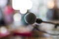 Close up of microphone in concert hall or conference meeting room Royalty Free Stock Photo