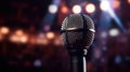 Close up of Microphone in concert hall or conference room. Microphone. Generative Ai Royalty Free Stock Photo